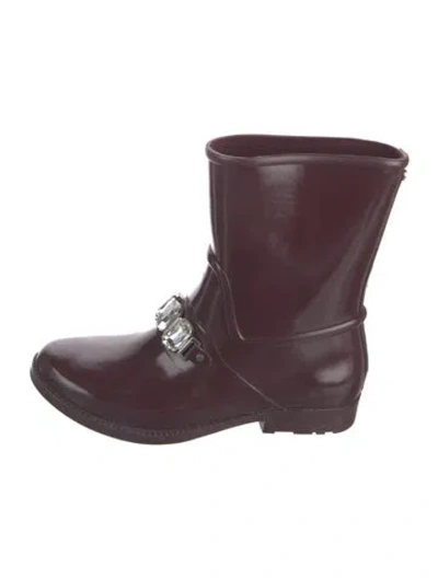 Pre-owned Michael Kors Rubber Rain Boots In Burgundy