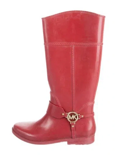 Pre-owned Michael Kors Rubber Rain Boots In Red