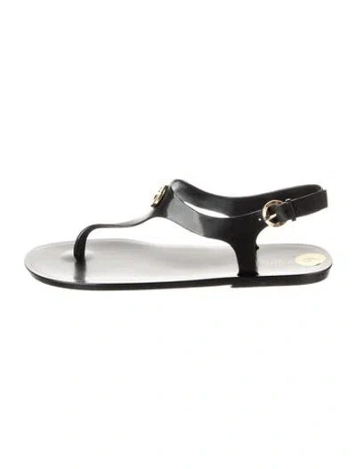 Pre-owned Michael Kors Rubber T-strap Sandals In Black