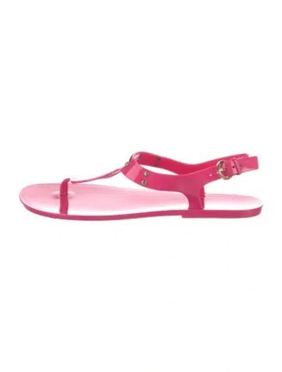 Pre-owned Michael Kors Rubber T-strap Sandals In Pink