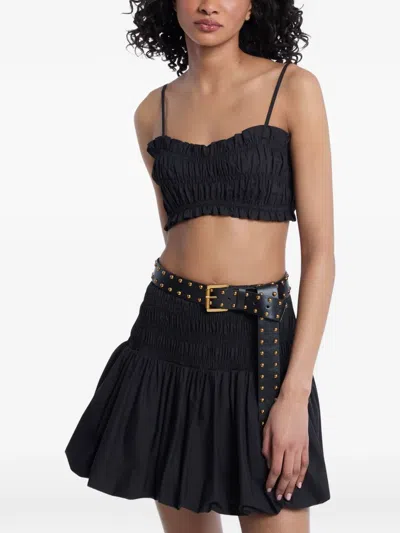 Michael Kors Ruched Crop Top In Black