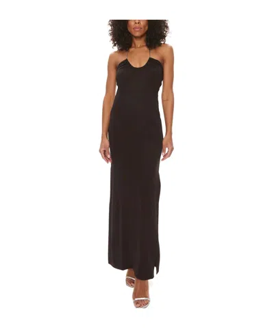 Michael Kors Ruched Halterneck Dress In Black