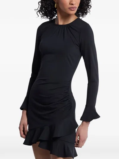 Michael Kors Ruched Mini Dress In Black