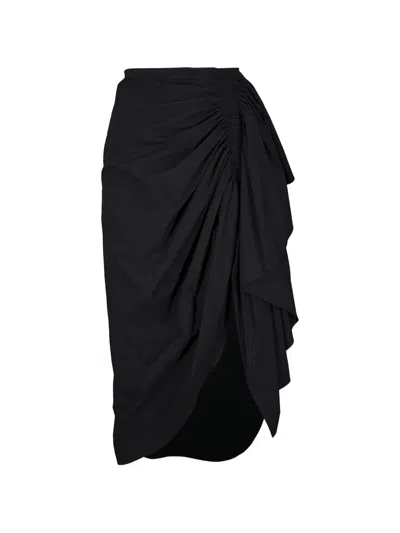 Michael Kors Ruched Ruffled Skirt In Black