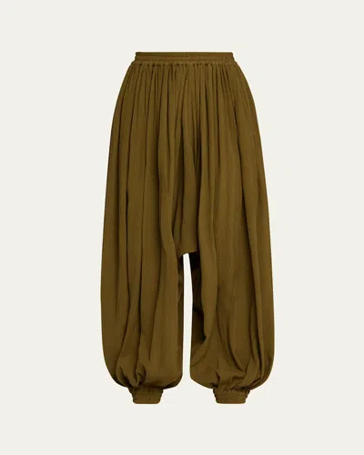 Michael Kors Ruched Silk Seersucker Balloon Pants In Multi