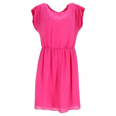 Michael Kors Ruched Sleeve Mini Dress In Pink Silk