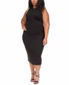 Michael Kors Ruched Sleeveless Midi Dress In Black In Black
