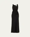 Michael Kors Ruched Tank Gown In Black