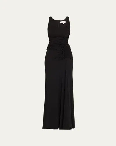 Michael Kors Ruched Tank Gown In Black