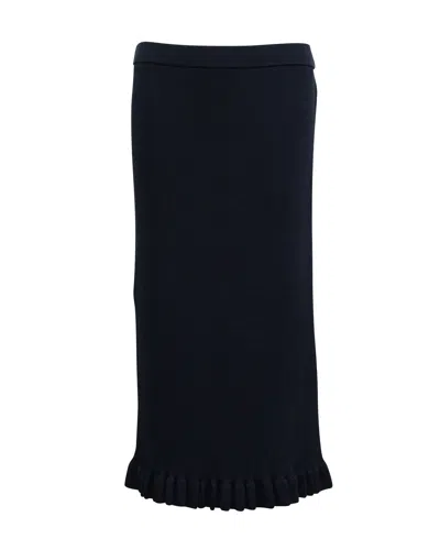 Michael Kors Ruffle Hem Midi Skirt In Navy Blue Viscose