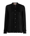 Michael Kors Ruffled Buttoned Shirt In Black