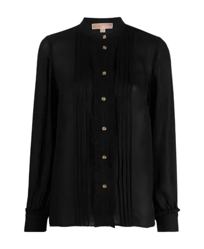Michael Kors Ruffled Buttoned Shirt In Black