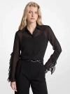 Michael Kors Ruffled Georgette Blouse In Black