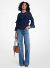 Michael Kors Ruffled Georgette Blouse In Blue