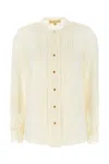 Michael Kors Viscose Blend Blouse Decorative Pleats In Green