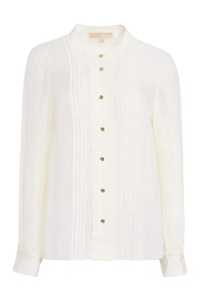 Michael Kors Ruffled Georgette Blouse In Green