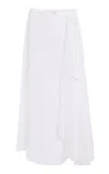 Michael Kors Ruffled Linen Crepe Gauze Pareo Maxi Skirt In White