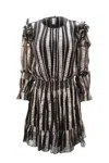 Michael Kors Ruffled Metallic Jacquard Mini Dress In Black Viscose In Black