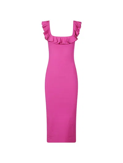 Michael Kors Ruffled Midi Dress In Pink