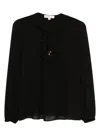Michael Kors Ruffled-neck Blouse In Black