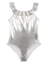 Michael Kors Ruffled Swimsuit In Silver