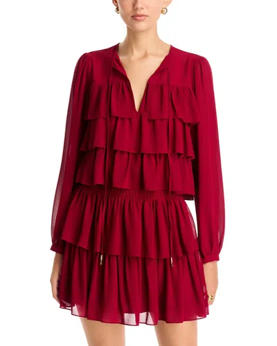 Michael Kors Ruffled Tiered Mini Dress In Purple