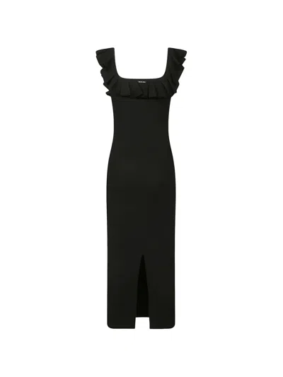 Michael Kors Ruffled-neckline Dress In Black