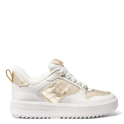 Michael Kors Rumi Embossed Logo Leather Sneakers In Yellow