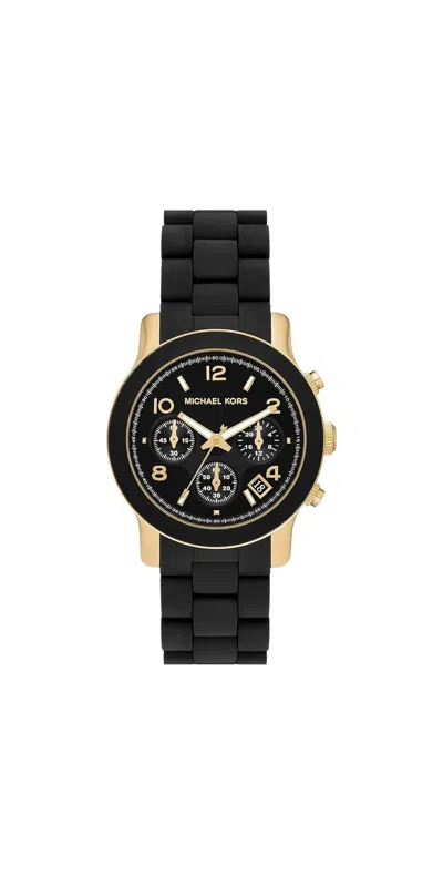Michael Kors Runway Chronograph Black Silicone Ladies Watch