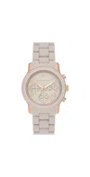 Michael Kors Runway Chronograph Silicone Ladies Watch In Gold