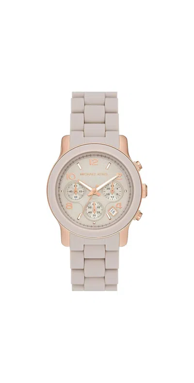 Michael Kors Runway Chronograph Silicone Ladies Watch In Gray