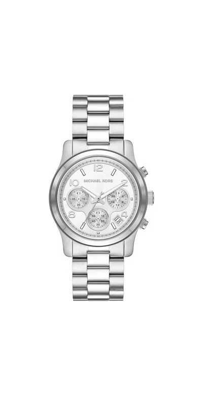 Michael Kors Runway Chronograph Stainless Steel Ladies Watch In Metallic