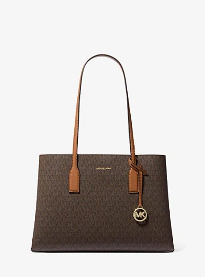 Michael Kors Ruthie Medium Signature Logo Tote Bag In Brown