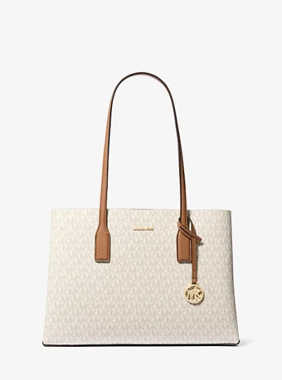 Michael Kors Ruthie Medium Signature Logo Tote Bag In Natural
