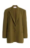 Michael Kors Ryan Single-breasted Stretch Tissue Wool Crepe Blazer In Green