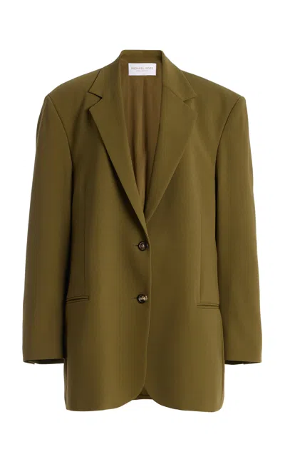 Michael Kors Ryan Single-breasted Stretch Tissue Wool Crepe Blazer In Green