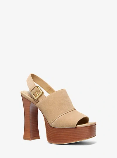 Michael Kors Rye Suede Platform Sandal In Neutral