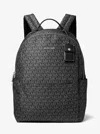 Michael Kors Sable Large Printed Signature Logo Backpack In Black
