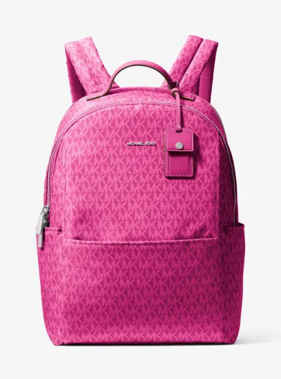 Michael Kors Sable Large Printed Signature Logo Backpack In Brown