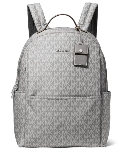 Michael Kors Sable Large Printed Signature Logo Backpack In Gray