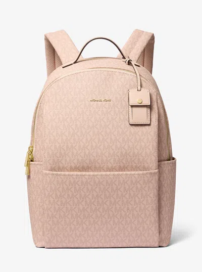 Michael Kors Sable Large Signature Logo Backpack In Pink