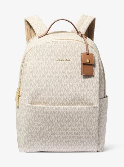 Michael Kors Sable Large Signature Logo Backpack In Sand