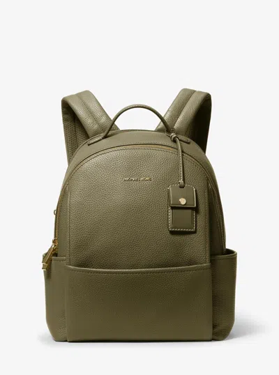 Michael Kors Sable Medium Pebbled Leather Backpack In Green