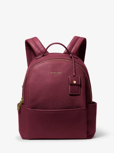 Michael Kors Sable Medium Pebbled Leather Backpack In Red
