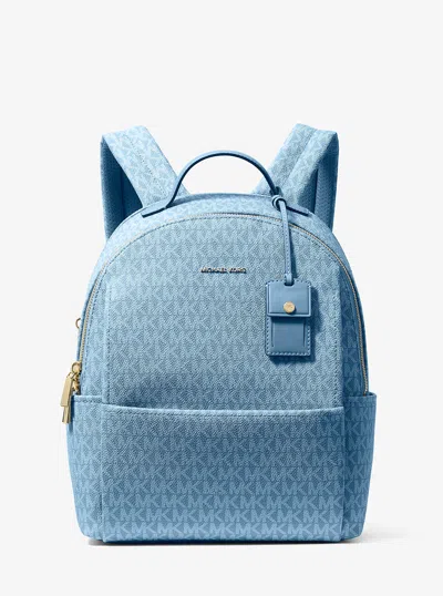 Michael Kors Sable Medium Signature Logo Backpack In Blue
