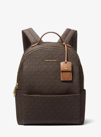 Michael Kors Sable Medium Signature Logo Backpack In Brown
