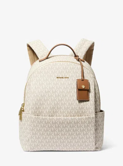 Michael Kors Sable Medium Signature Logo Backpack In Brown