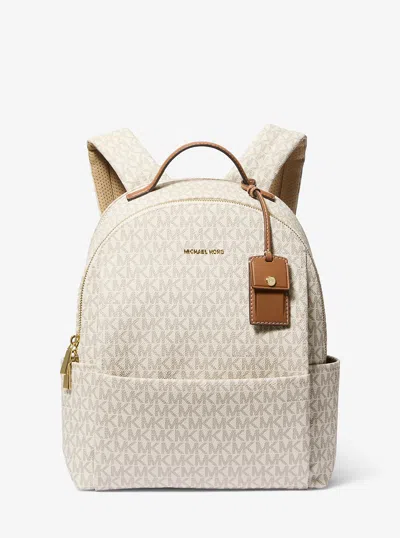 Michael Kors Sable Medium Signature Logo Backpack In Sand