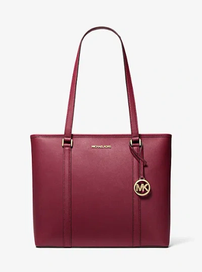 Michael Kors Sady Medium Saffiano Leather Tote Bag In Red