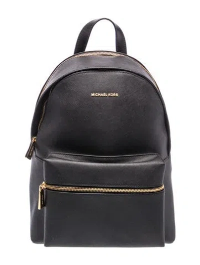 Pre-owned Michael Kors Saffiano Leather Backpack In Black